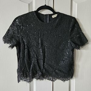 Sophie Rue black lace and sequin top, small